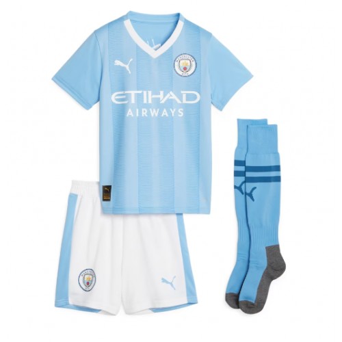 Manchester City Erling Haaland #9 Hemmakläder Barn 2023-24 Kortärmad (+ Korta byxor)